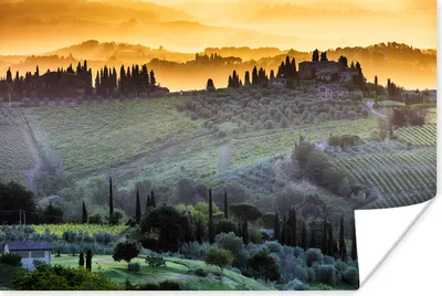 Produktbild von MuchoWow® Poster Nebel über dem ummauerten San Gimignano in Italien bei Sonnenaufgang 30x20 cm - Plakate - Print