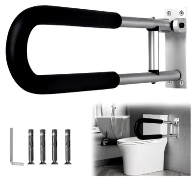 Produktbild von Klappbarer Haltegriff für Senioren, Aufstehhilfe für die Toilette, Rutschfeste Handläufe für die Toilettenpflege, Haltegriff mit einer Tragfähigkeit von 120 kg