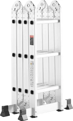 Obrázok produktu pre Viacúčelový skladací rebrík, nosnosť 150 kg, nastaviteľná 3-stupňová konštrukcia, strieborný, 3 stupne