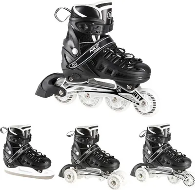 Produktbild von NH10905 4in1 Inline-Skates mit schwarzen LEDs, Größe L (39–42), mit Abm. Nils Extremer Hockeyläufer