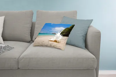 Produktbild von MuchoWow® Zierkissen Sofakissen Wohnzimmer Dekokissen 60x40 cm Muscheln - Strand - Tropisch - Kopfkissen - Polster mit Foto