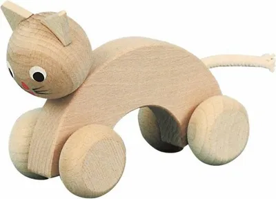 Produktbild von Miva Holz Schiebefigur Katze - pädagogisches Spielzeug mehrfarbig