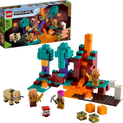 Produktbild von LEGO 21168 Minecraft Der Wirrwald Spielset mit Huntress, Hoglin und 2 Piglins, Spielzeug ab 8 Jahren