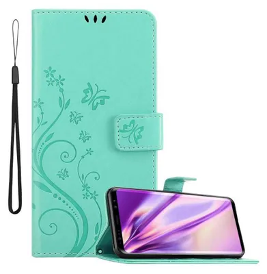 Produktbild von Cadorabo Hülle für Samsung Galaxy S9 Schutz Hülle in Türkis Schutzhülle Handy Hülle Etui Case Blumen Flower