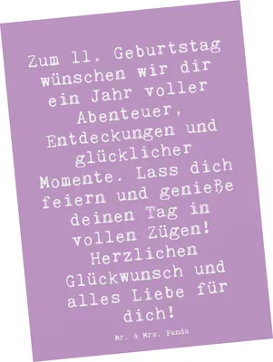 Produktbild von Mr. & Mrs. Panda Postkarte Spruch 11. Geburtstag Wunder - Lavendeltraum - Geschenk, glückliche Momente, feierlicher Anlass, Grußkarte, bildkarte, Geburtstagsgeschenk