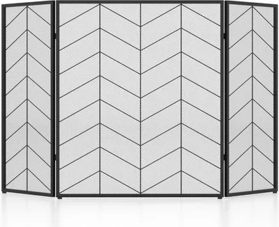 Image de Pare-feu pliable à 3 panneaux, maille métallique, 132 x 79 cm