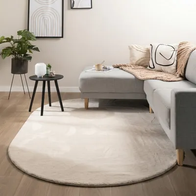 Produktbild von Volero - Flauschiger Teppich Oval - Cozy Creme - 120x170cm - Wohnzimmer, Schlafzimmer - Modern, Skandinavisch