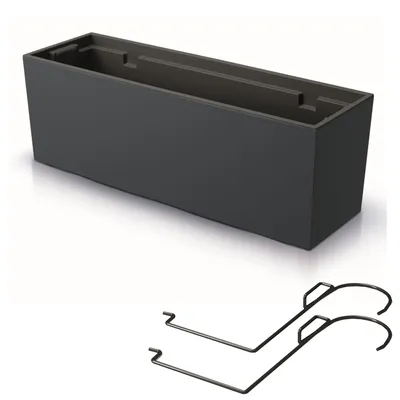 Image de Jardinière avec support et insert pratique Pot de fleurs Longueur : 58 cm Jardinière de balcon sur plastique Structure lisse Anthracite Couleur Intérieur / Extérieur