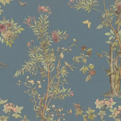 Immagine prodotto di Profhome 790434-GU Carta da parati floreale opaca blu verde oliva marrone rosa 5,33 m2