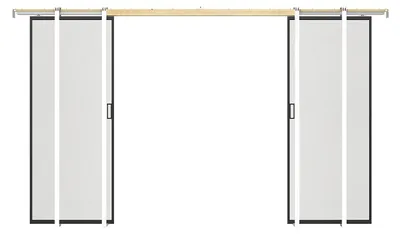 Produktbild von Versenkbare Doppelschiebetür - Aluminium und mattiertes gehärtetes Glas - 2 x H 205 x B 83 cm - LINCI II