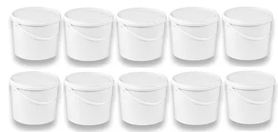 Produktbild von SILPLAST Eimer mit Deckel 5L x 10 Kunststoffeimer 5 Liter lebensmittelecht stapelbar Plastikeimer leer Weiß