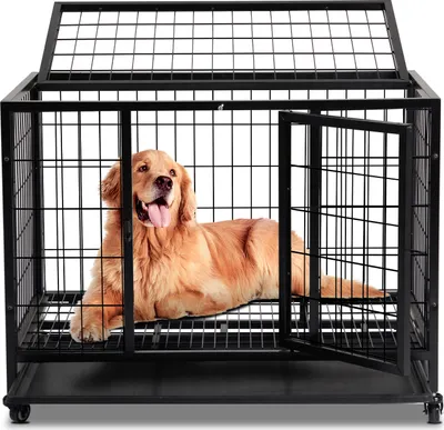 Produktbild von FCH klec pro psy se 2 dvířky na kolečkách, přepravní box pro psy, přepravní drátěná klec, postranní stolek pro psy, 91,4 x 62,2 x 69,9 cm, černý