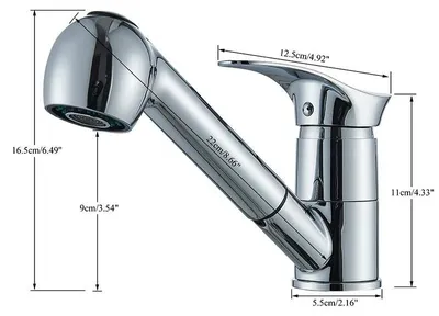 Immagine prodotto di Rubinetteria per bagno - Miscelatore per lavabo - Doccetta estraibile - 2 tipi di getto - Rotazione a 360° - Miscelatore monocomando - Acciaio inossidabile - Cromo