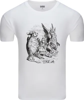 Produktbild von Diarbo Herren T-Shirt mit Aufdruck Alice im Wunderland Alice beim Spaziergang Weiß Gr.L
