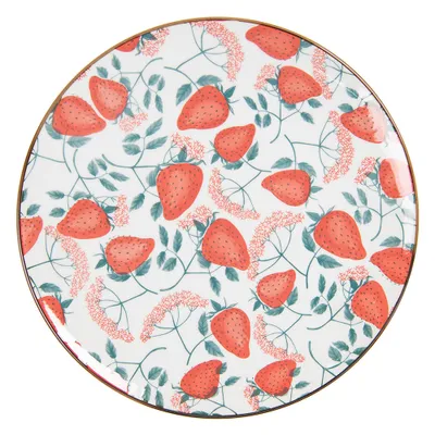 Produktbild von Clayre & Eef Speiseteller Ø 26 cm Rot Grün Keramik Rund Erdbeeren
