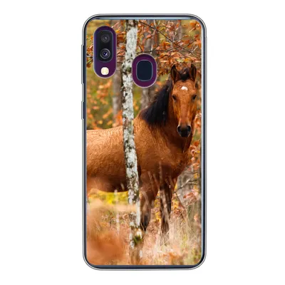 Produktbild von MuchoWow® Handyhülle Schutzhülle Hülle für Samsung Galaxy A40 Pferd - Wald - Braun Silikon Softcase Handy Hülle - Handy-Tasche