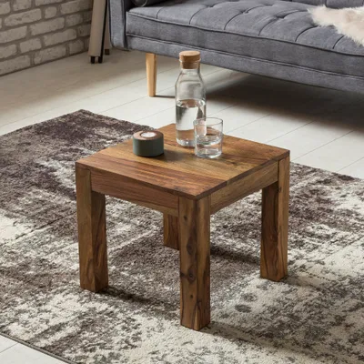 Produktbild von FineBuy Couchtisch Sheesham Massiv-Holz 45 cm breit Wohnzimmer-Tisch Design Landhaus-Stil Beistelltisch natur