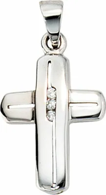 Produktbild von JOBO Anhänger Kreuz 585 Gold Weißgold 3 Diamanten Brillanten 0,02ct.