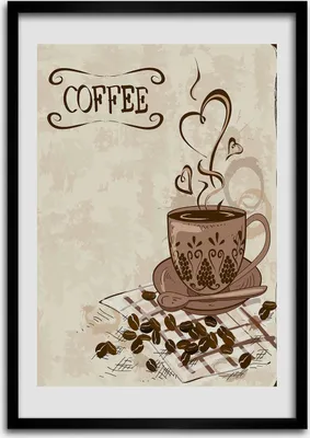 Produktbild von Bild - Bilderrahmen - 50 cm x 70 cm - MDF - Rahmen - Wandkunst Aromatischer Kaffee