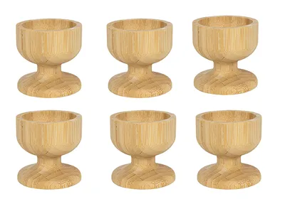 Produktbild von 6x EIERBECHER mit Fuß Bambus Ø5cm Eierhalter Eierständer Eierbehälter Holz 54