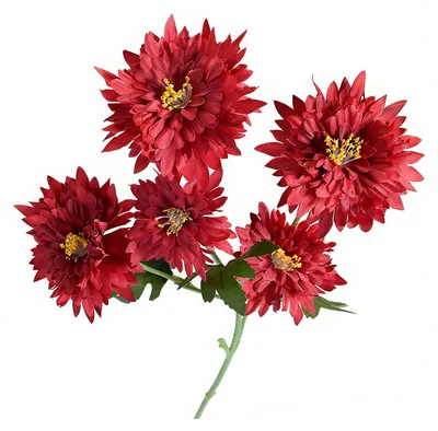 Produktbild von 5 künstliche Chrysanthemenköpfe, Kunstblumensträuße mit Stiel, künstliche Seidenblumenarrangements für die Vase, DIY-Hochzeitsdekoration, Heimdekoration