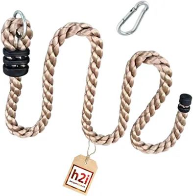 Produktbild von 2m Ø 26 mm Kletterseil für Kinder | Klettertau ohne Knoten Seil zum Klettern  Baumhaus & Kletterturm | Seil inkl. Sicherungsring & Karabiner