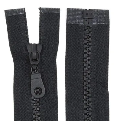 Image de Fermeture éclair en plastique divisible - Avec tirette pour vestes - Noir - 35 cm