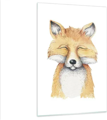 Produktbild von Bilder auf glas - Einteilig - Cartoon Fuchs Kind - 80x120cm - Glasbilder - Wandbilder - Bilder - zum Aufhängen bereit - Wanddekoration aus Glas - Glas Bilder - Wandbild auf Glas - GPA80x120-4878