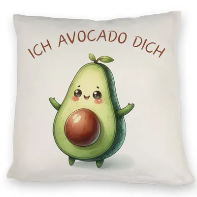 Produktbild von Avocado Kissen mit Spruch Ich Avocado dich