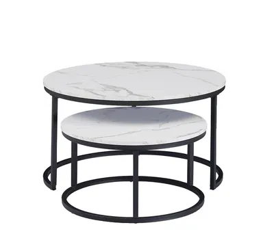 Produktbild von Kaffeetisch, modernes rundes Design, stapelbar für platzsparende Nutzung, 60cm und 40cm