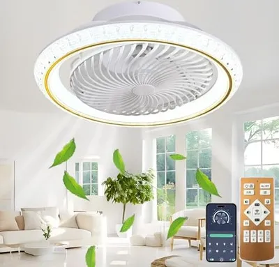 Produktbild von Deckenventilator Beleuchtung LED -Licht, dimmbare unsichtbare 360 ° Rotatable, Timer Ruhige Lampe, 72 W Fernbedienung App, Wohnzimmer, Schlafzimmer,
