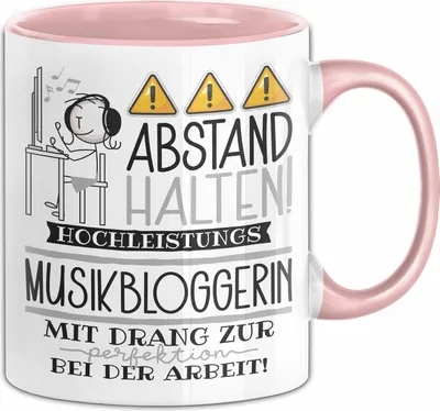 Produktbild von Musikbloggerin Tasse Geschenk Lustig Abstand Halten Hochleistungs-Musikbloggerin Mit Drang Zur Perfektion Bei Der Arbeit (Rosa)