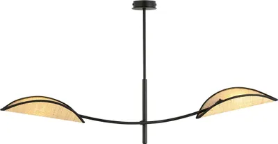 Zdjęcie produktu dla Lampa wisząca LOTUS czarno-brązowa 2xE14x10W wiklina / rattan / słoma wym:60x103x15cm IP20 Emibig