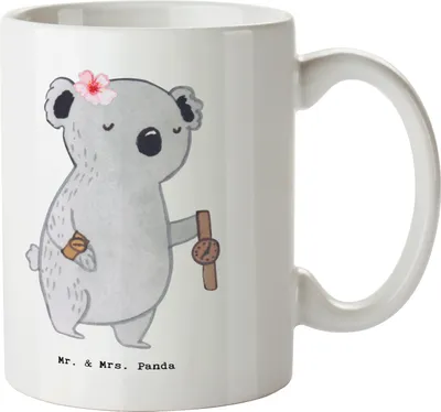 Produktbild von Mr. & Mrs. Panda Kaffeebecher Uhrmacherin Herz - Weiß - Geschenk, Tasse, Teetasse, Kaffeetasse, Pott, Geschenktasse