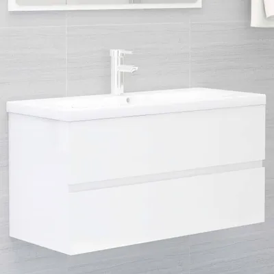 Produktbild von vidaXL Szafka pod umywalkę biały wysoki połysk 90x38,5x45 cm