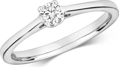 Produktbild von Funkelndes Feuer 9 Karat (375) Weißgold Damen - Diamant Solitärring Brillant-Schliff 0.15 Karat H - I1, 51 (16.2); TRS320539KWRSL