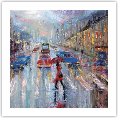 Produktbild von Poster - Poster ohne Rahmen - Acryl Stadt Regen - 50x50 cm - Wand Bild - Wanddeko - Wandbilder - Kunstposter - Wandposter - Bilder - Kunstdruck - Wanddekoration - Wandbild - P2XAC50x50-4251