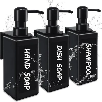 Obrázek produktu pro Sprchová sada – černá – 3 kusy – skleněná podložka