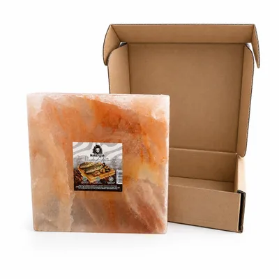 Produktbild von Marie Fleur Salzstein 20x20x2,5 cm – Grillstein & Salzplatte für Steak, Fisch und Gemüse – BBQ Zubehör zum Grillen, Servieren & Kühlen