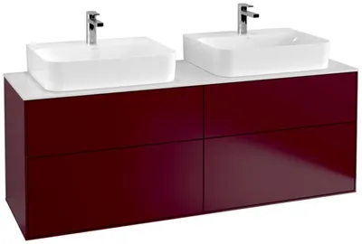 Produktbild von Villeroy & Boch Finion Waschtischunterschrank, mit integrierter Beleuchtung, für 2 Waschbecken, 1600x603x501mm, Glass White Matt, G18100HB