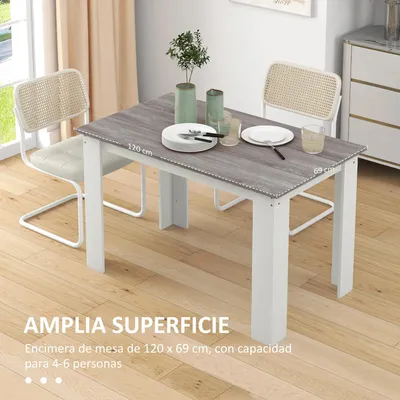 Obrázek produktu pro Jídelní stůl - Obdélníkový kuchyňský stůl - Pro 4-6 osob - Moderní design - Rozměry 120 × 69 × 75 cm - Tmavě šedá barva