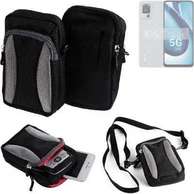 Produktbild von K-S-Trade Holster Schutz Hülle kompatibel mit Lava Blaze 1X 5G Handy Hülle Gürteltasche Umhängetasche mit Zusatzfach schwarz