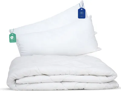 Produktbild von Bettdecke 155x220 cm mit 2er Set Kissen 40x80 cm Ganzjahresdecke warme Steppdecke Schlafdecke