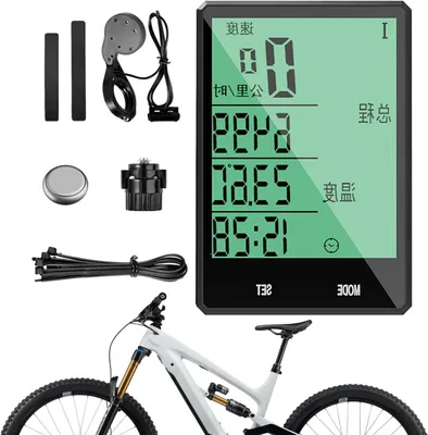 Obrázek produktu pro Cyklopočítač - Digitální měřič rychlosti kola - Pro sportovní jízdy - Podsvícený LCD displej - 2,8 palcový displej - Černý