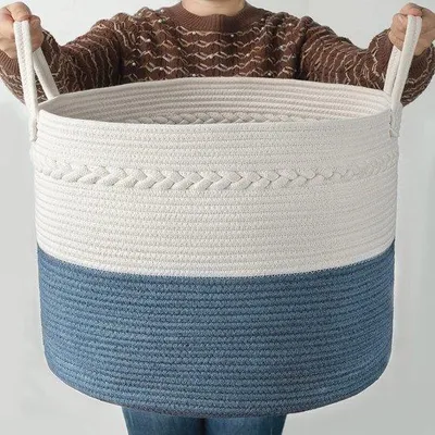 Produktbild von Famanu Wäschekorb mit Griff - 56 x 56 x 35,5 cm (blau)