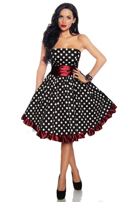 Produktbild von Rockabilly-Kleid - Farbe:  schwarz/weiß/rot  - Größe:   3XL