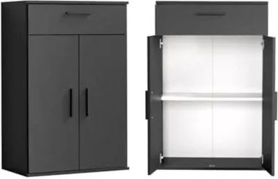 Image de Armoire avec portes et étagères, anthracite, 91 cm