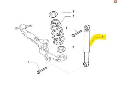 Immagine prodotto di FIAT Doblo, modello prodotto dal '09 in poi. Ammortizzatore posteriore, codice ricambio 51960190