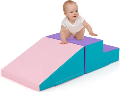 Produktbild von GOPLUS 2-tlg. Kinder-Kletter- und Rutschspielset, Schaumstoff-Bauklötze mit abnehmbarem Bezug für Krabbeln Klettern