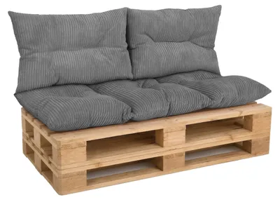 Produktbild von Amilian Palettenkissen Set 3-tlg. 120x60 cm + 2x 40x60 cm Cord-Optik - Nebelklang